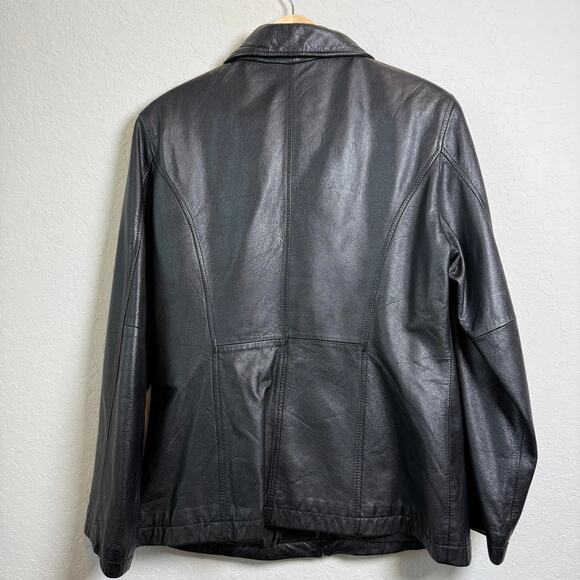 Women's Outbrook Black Leather Zip Front Jacket Size M - Picture 9 of 9